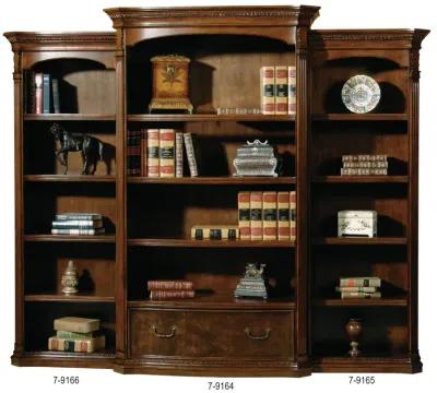 Hekman Executive Left Bookcase Walnut Burl Old World