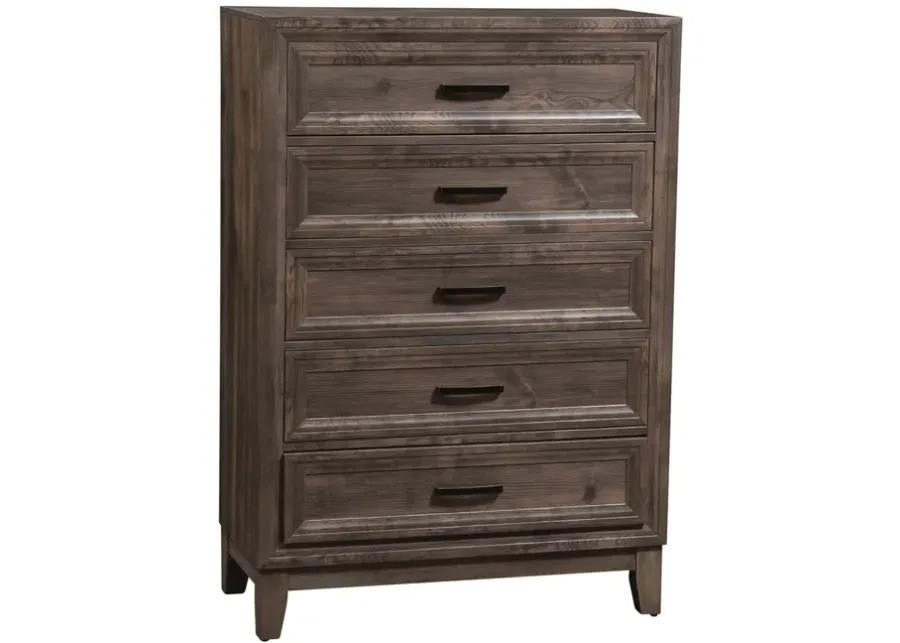 KING PANEL BED DRESSER & MIRROR CHEST - RIDGECREST