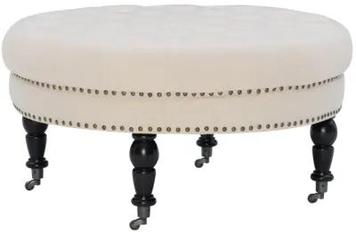 ISABELLE NATURAL ROUND TUFTED OTTOMAN