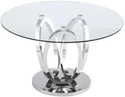 Chintaly Evelyn Contemporary Dining Table Set with Glass Top Table & 4 Chairs