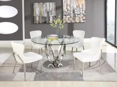 Chintaly Evelyn Contemporary Dining Table Set with Glass Top Table & 4 Chairs