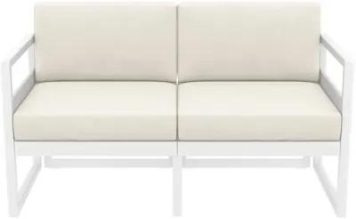 Compamia Mykonos Patio Loveseat White with Sunbrella Natural Cushion