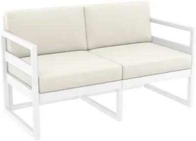 Compamia Mykonos Patio Loveseat White with Sunbrella Natural Cushion