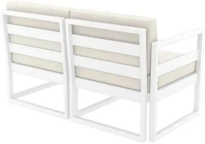 Compamia Mykonos Patio Loveseat White with Sunbrella Natural Cushion