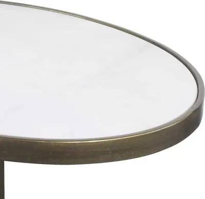 Uttermost Jessenia Antiqued Brushed Gold/White Marble Accent Table