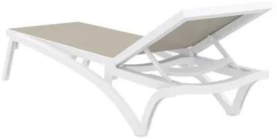 Pacific Sling Chaise Lounge Chair White Frame Taupe Sling