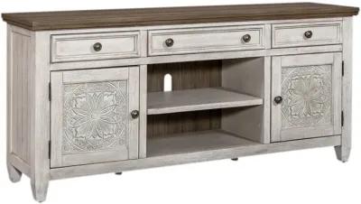 Liberty Furniture Heartland Antique White 66 Inch Tile Media Entertainment TV Stand