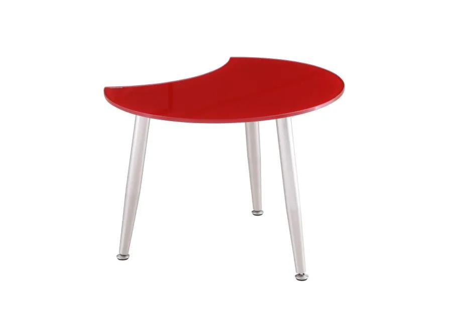 RED CONTEMPORARY SHAPED-TOP GLASS COCKTAIL TABLE