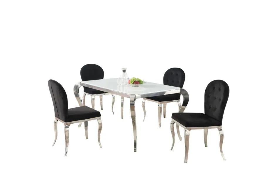 TERESA DINING SET WITH STARPHIRE GLASS TOP & 4 OVAL BACK CHAIRS