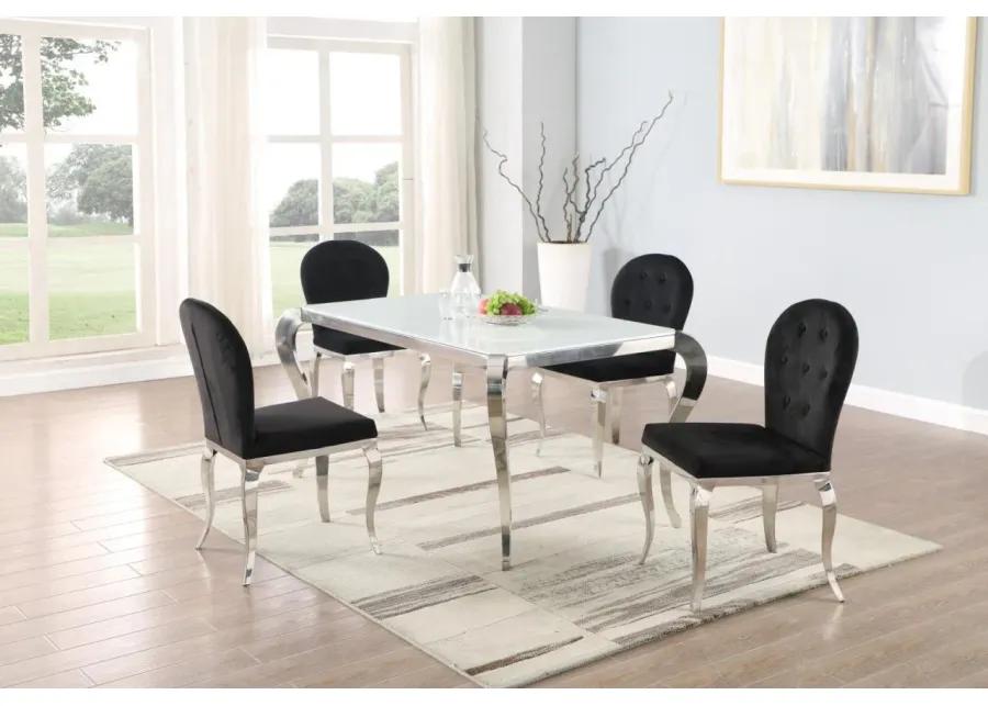 TERESA DINING SET WITH STARPHIRE GLASS TOP & 4 OVAL BACK CHAIRS