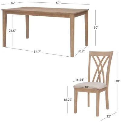 Powell Maggie 7-Piece Dining Set Natural