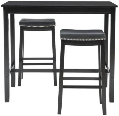 Linon Claridge 3-Piece Black Bar Stools & Table Set