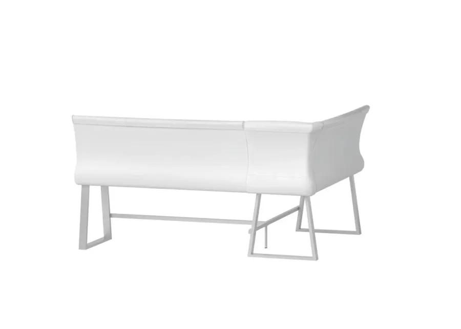 GWEN WHITE CONTEMPORARY COUNTER HEIGHT REVERSIBLE DINING NOOK BENCH WITH HIGHLIGHT STITCHING