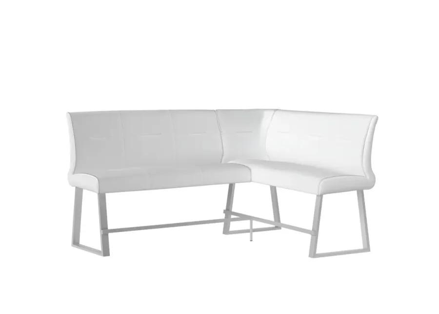 GWEN WHITE CONTEMPORARY COUNTER HEIGHT REVERSIBLE DINING NOOK BENCH WITH HIGHLIGHT STITCHING