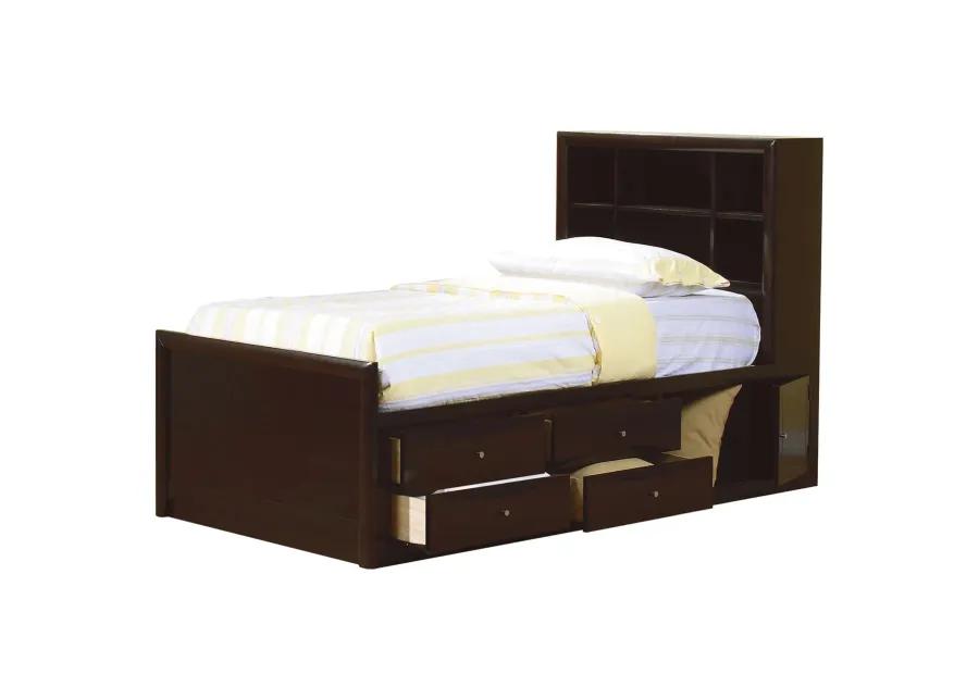 PHOENIX TWIN BOOKCASE STORAGE BED CAPPUCCINO