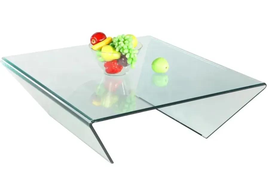 39 INCH X 41 INCH SQUARE BENT GLASS COCKTAIL TABLE