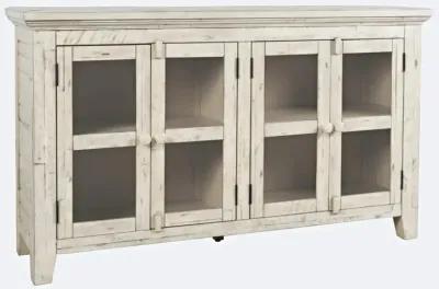 Jofran Rustic Shores 4-Door Low Accent Cabinet Scrimshaw