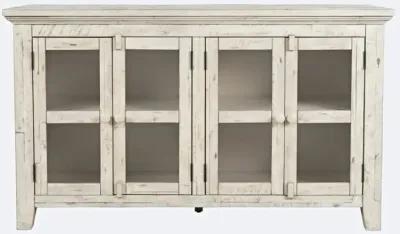 Jofran Rustic Shores 4-Door Low Accent Cabinet Scrimshaw