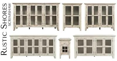 Jofran Rustic Shores 4-Door Low Accent Cabinet Scrimshaw