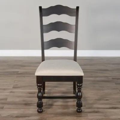 Sunny Designs Scottsdale Black Walnut Ladderback Side Dining Chair with Cushioned Seat