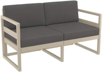 Compamia Mykonos Patio Loveseat Taupe with Sunbrella Charcoal Cushion