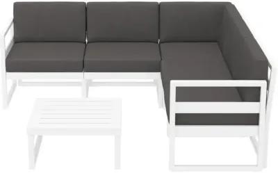 MYKONOS CORNER SECTIONAL 5-PERSON LOUNGE SET WHITE WITH SUNBRELLA CHARCOAL CUSHION