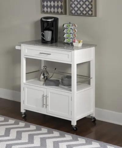 CAMERON WHITE KITCHEN CART WITH GRANITE TOP