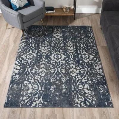 Dalyn Midnight Floral Elegance 5'X7' Area Rug with Distressed Finish