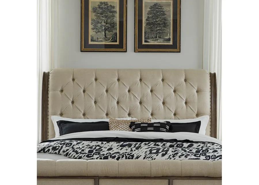 QUEEN UPHOLSTERED SLEIGH HEADBOARD - AMERICANA FARMHOUSE