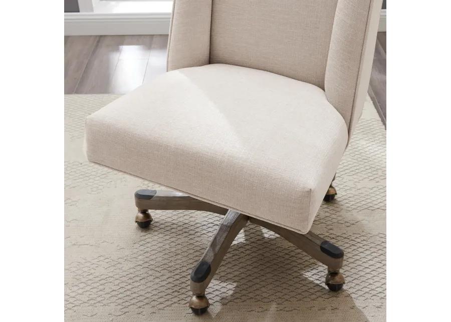 DRAPER UPHOLSTERED SWIVEL OFFICE CHAIR - NATURAL LINEN