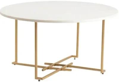 Crestview Pembroke Gold/White Round Cocktail Table