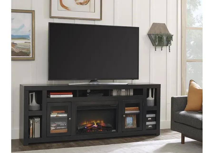 AVERY LOFT GHOST BLACK 84 INCH FIREPLACE TV STAND CONSOLE