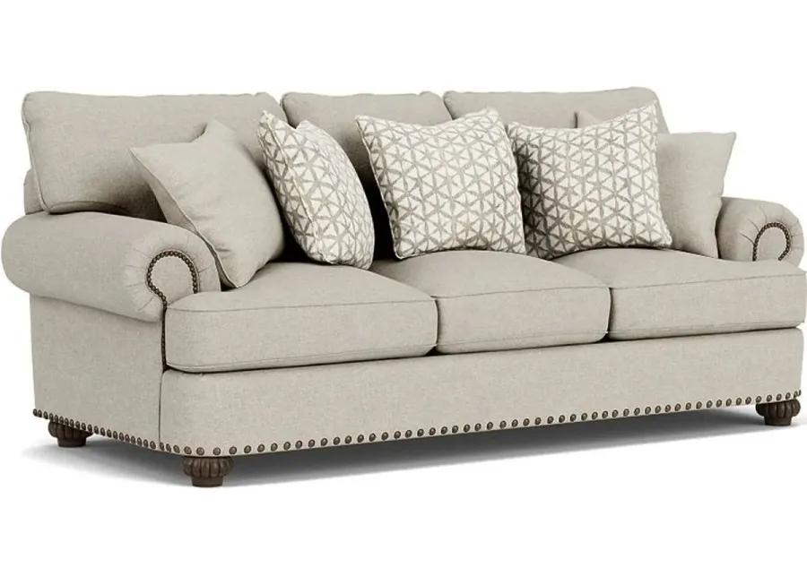 PATTERSON SILVER DRIFTWOOD SOFA WITH NAILHEAD TRIM