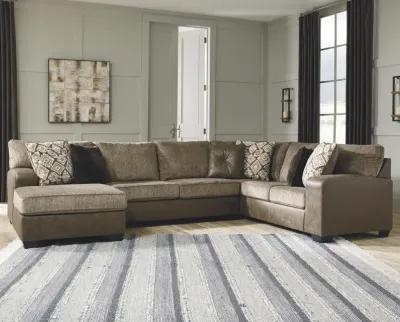 Ashley Abalone 3-Piece Sectional with Chaise Left-Arm Facing Chocolate