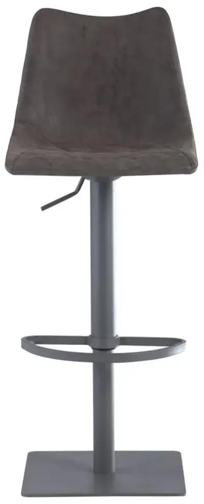 Chintaly Grey Curved Back Pneumatic-Adjustable Stool with Diamond Stitched Seat