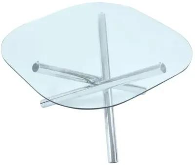 LEATRICE CONTEMPORARY SQUARE ROUND GLASS TOP DINING TABLE