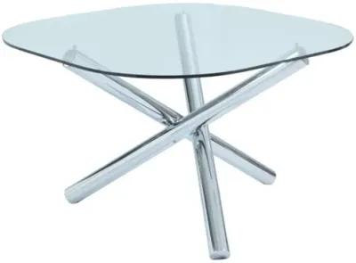 LEATRICE CONTEMPORARY SQUARE ROUND GLASS TOP DINING TABLE