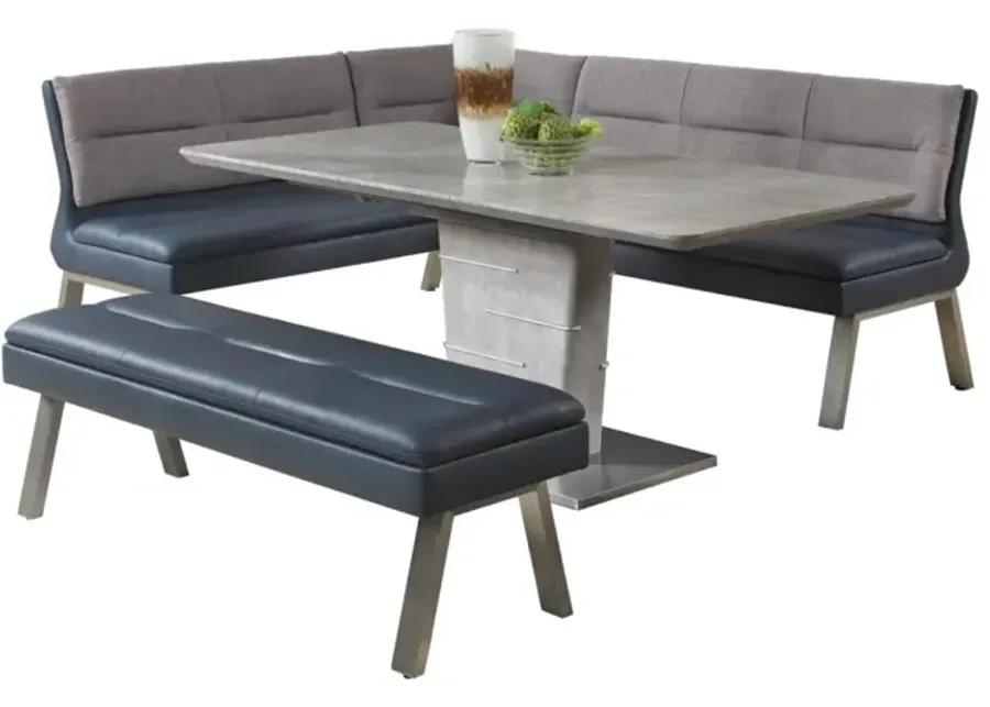 JEZEBEL DINING SET WITH EXTENDABLE TABLE, REVERSIBLE NOOK & BENCH