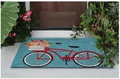 Frontporch Bike Ride Blue Doormat