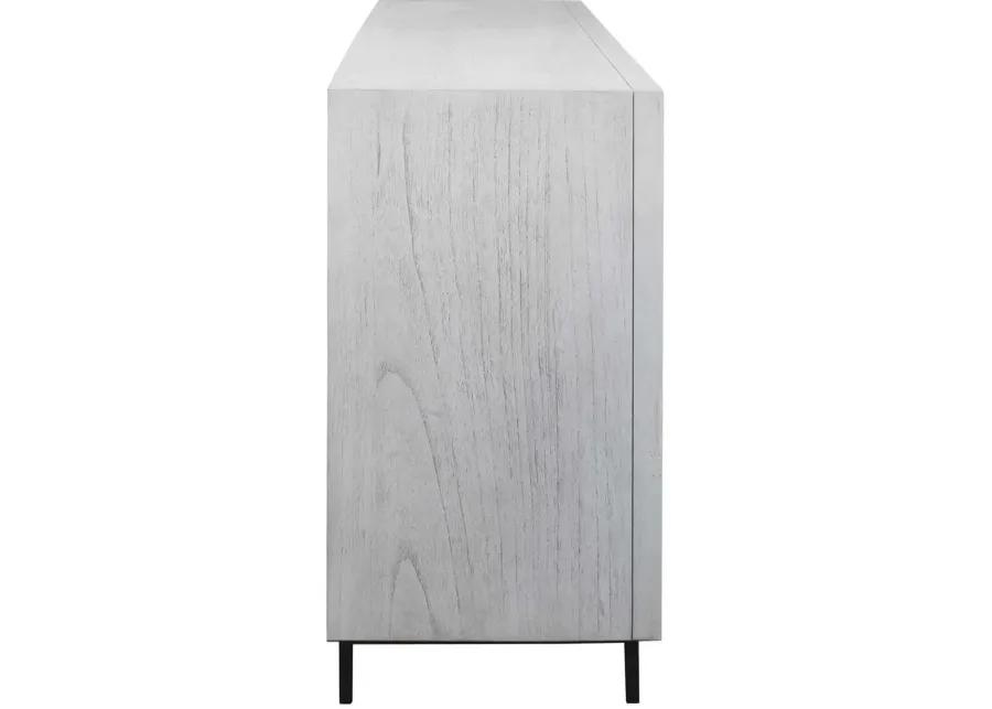 CHECKERBOARD LIGHT GRAY 4-DOOR ACCENT CABINET