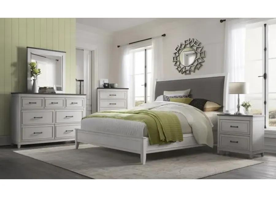 DEL MAR 2-DRAWER NIGHTSTAND IN WHITE WITH GREY TOP