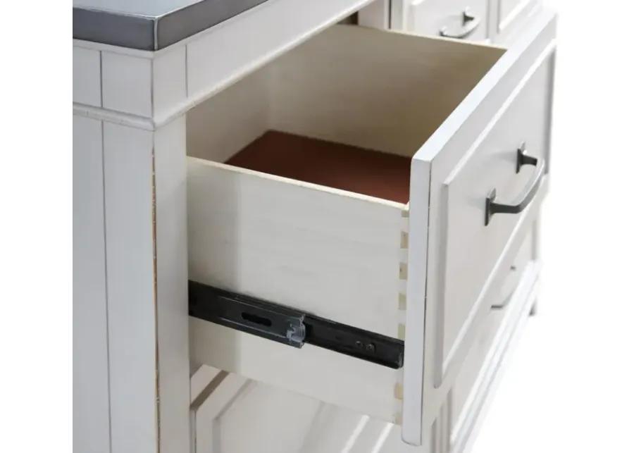 DEL MAR 2-DRAWER NIGHTSTAND IN WHITE WITH GREY TOP