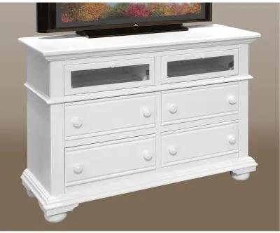 American Woodcrafters Cottage Traditions Clean White Finish White TV Entertainment Stand