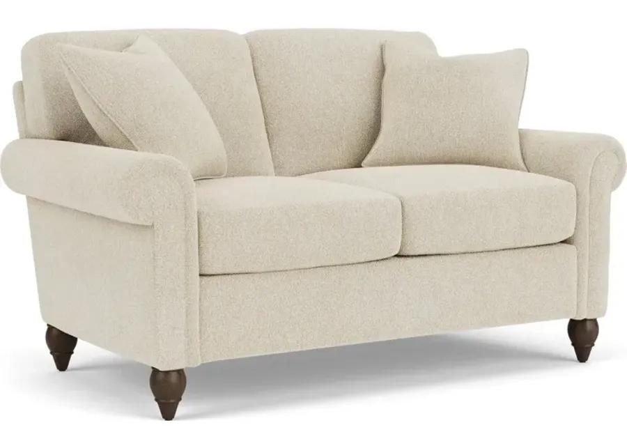 SOUTH HAVEN WHITE SHELL LOVESEAT WITH ROUND LEGS