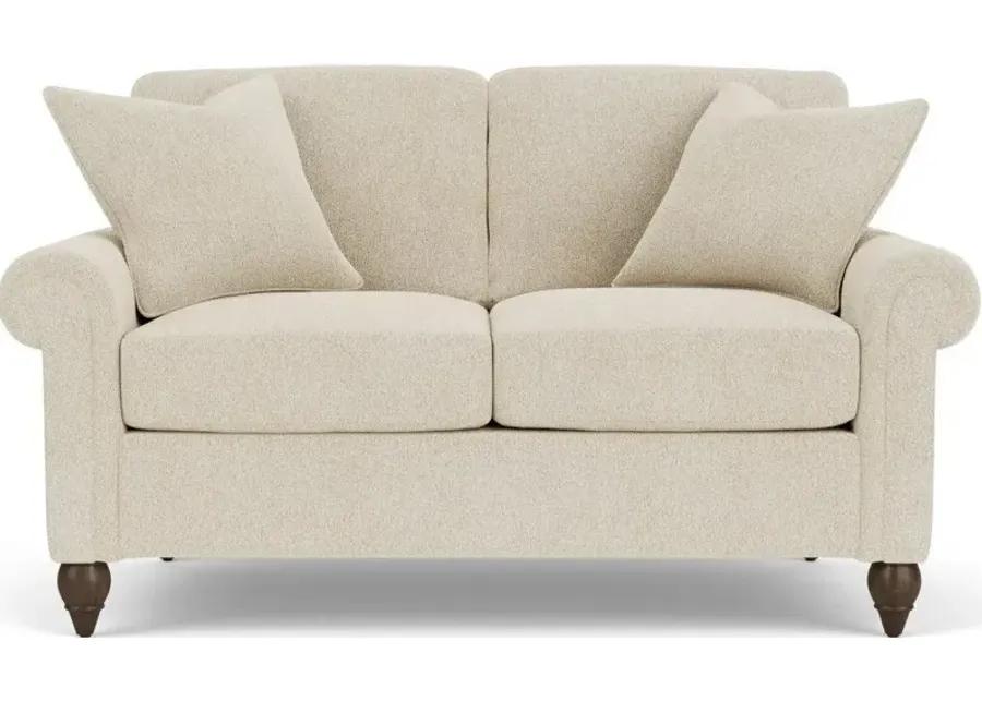 SOUTH HAVEN WHITE SHELL LOVESEAT WITH ROUND LEGS