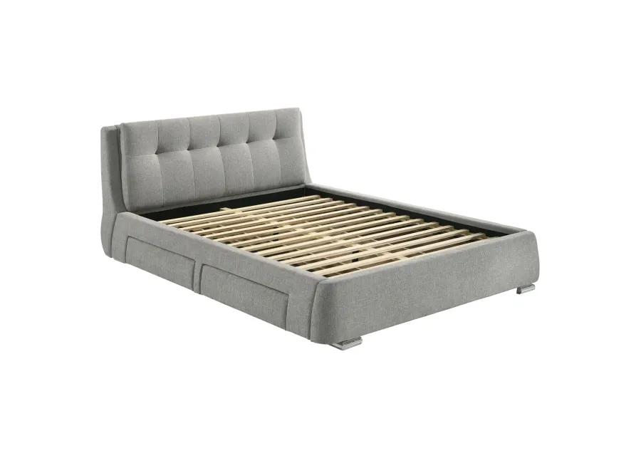 FENBROOK QUEEN UPHOLSTERED STORAGE BED GREY CHROME