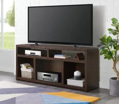 LEXINGTON RECTANGULAR 70 INCH SOLID WOOD TV STAND IN DARK MOCHA