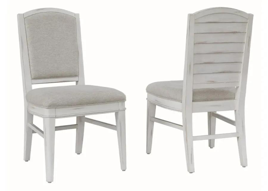 MEADOWBROOK WHITEWASH WITH SAND TOP UPHOLSTERED SIDE CHAIR