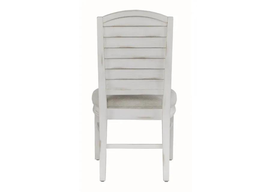 MEADOWBROOK WHITEWASH WITH SAND TOP UPHOLSTERED SIDE CHAIR