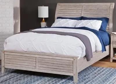 American Woodcrafters Aurora Queen Sleigh Bed with Panel Footboard in Whitewash